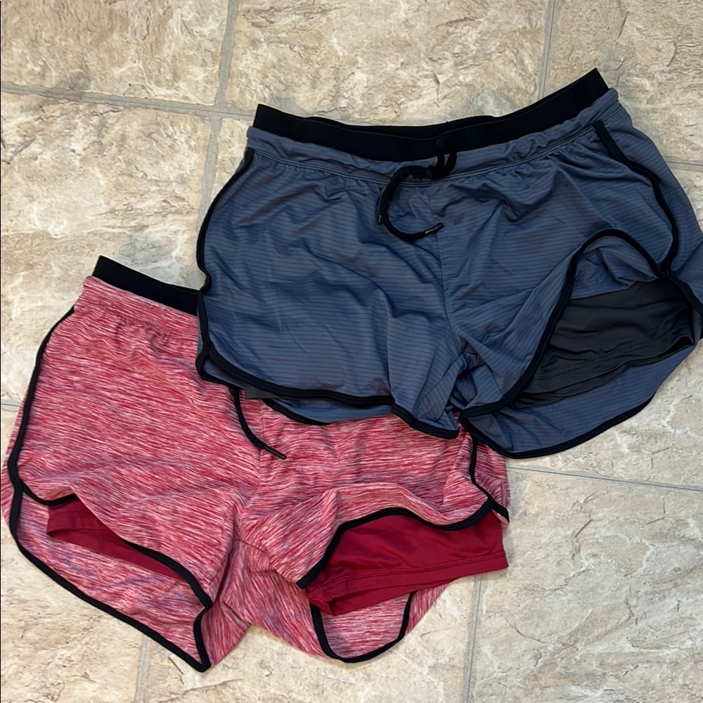 Red and Blue Athletic Shorts Set